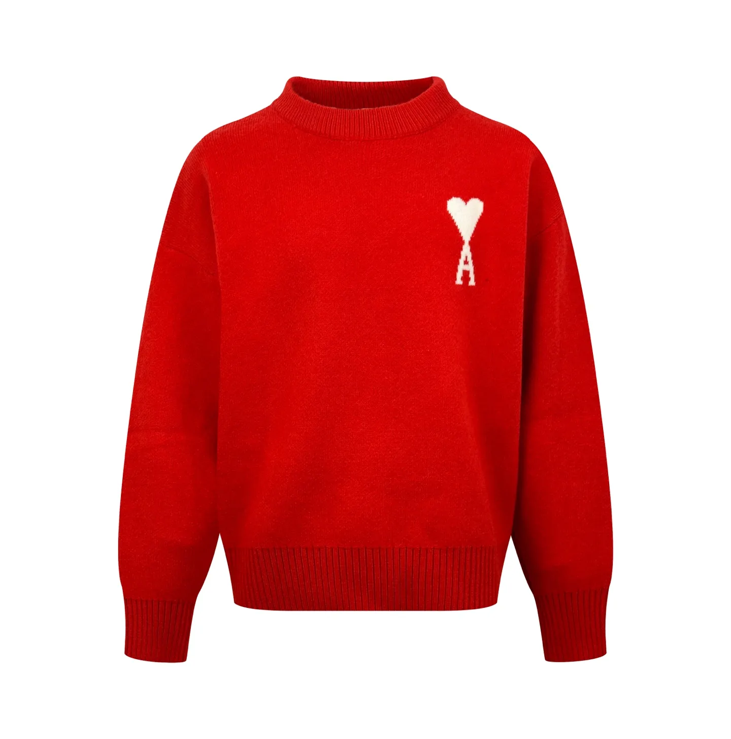 Ami Paris love jacquard crew neck sweater, custom-woven and dyed luxurious merino wool, soft and delicate, comfortable and close to the skin, with flaming cinnabar red as the base, a warm spectrum kissed by the sun. A contrasting love heart jumps on the chest, quietly exuding its own charming halo. The brand is highly recognizable. The elegance and casualness of French fashion is the ultimate simplification of color, and it also conveys the love and persistence of life. Meet the ultimate simplicity. The well-deserved king of Versatile. Process 1: Jacquard tissue imported from Germany. Precisely control the arrangement and interweaving of yarns. Carefully interweave the Ami love jacquard artistic pattern on the loom. The fabric is more vivid and three-dimensional. Process 2: Softening and deodorizing process of garment washing water. Deeply clean and deodorize the clothes through professional washing equipment and specific detergents. Improve the feel and appearance of the clothes. Accessories: Customized 1:1 Ami trademark. Version: Loose version. Size: S M L XL Style number: 25374
